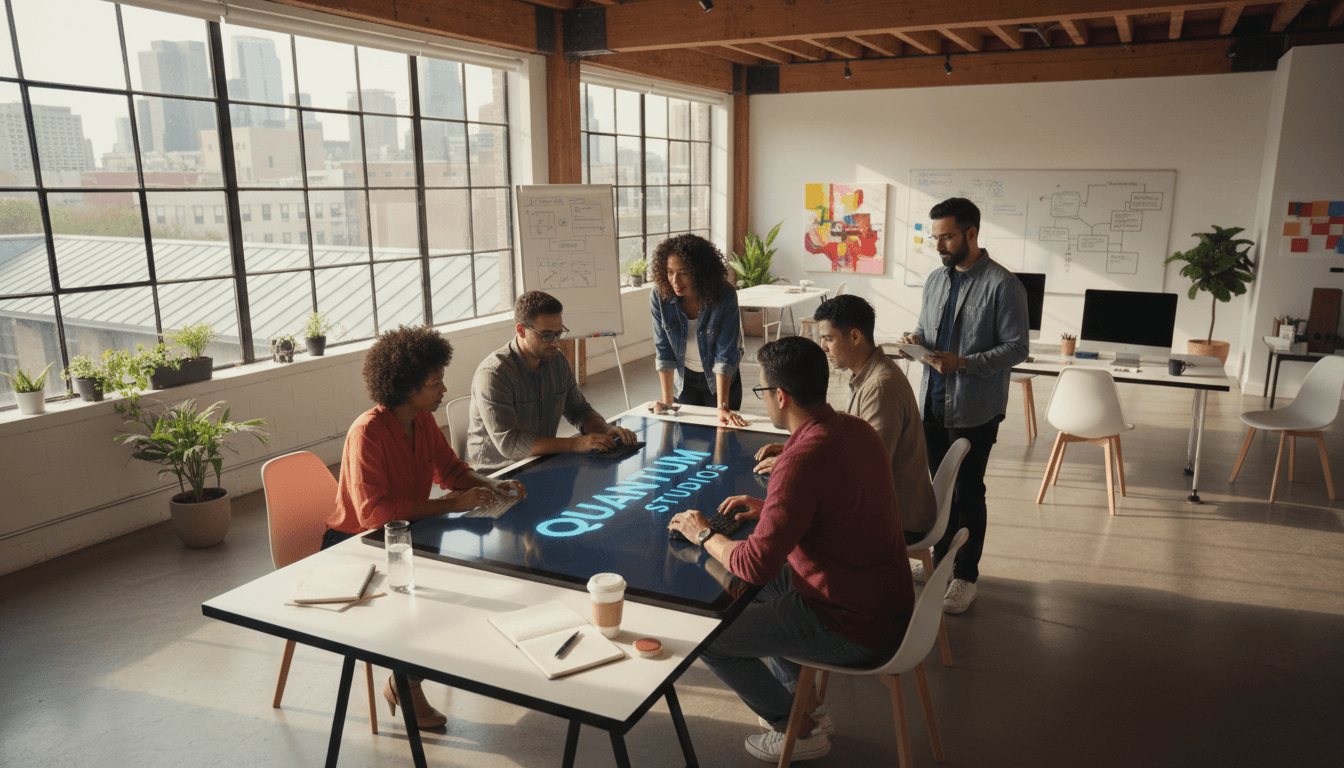 Creative team reviewing brand designs in a modern Toronto studio