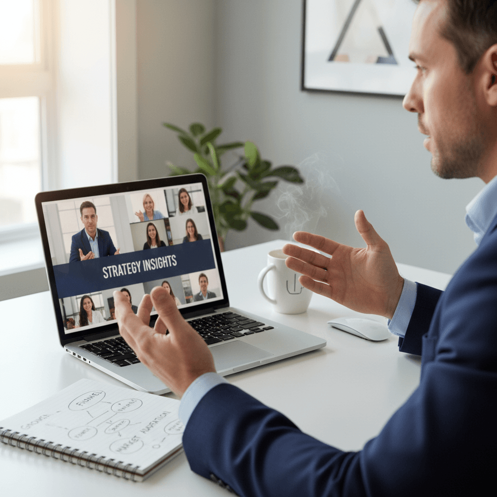 Professional presenting brand story to a client during a meeting